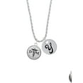 thumbnail image 2 of Delight Jewelry Silvertone Domed Black DVM Silvertone Script Initial Disc - Y - Charm Necklace, 20"+3", 2 of 4