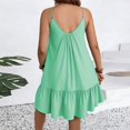 thumbnail image 4 of LWavelet Women's Plus Size Spaghetti Strap Dress Ruffle Hem Casual Loose Fit Swing Mini Dress Cyan 3XL, 4 of 4