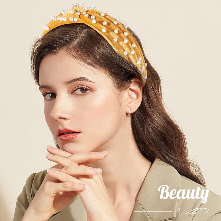 Headbands for Women, Knotted Headbands Pearl Headband Wide  display picture 1