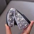 thumbnail image 5 of SGFCWSX Girls Ballet Flats Kids Sparkly Rhinestone Pearl Bow Wedding Party Flower Girl Shoes Silver Size 9.5 Toddler, 5 of 10