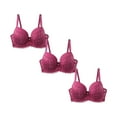 thumbnail image 1 of ManxiVoo Plus Size Women Underwire Lace Bra 3 Piece Set Comfort Support Full Coverage Smoothing Underwear 85E Size, 1 of 7
