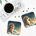thumbnail image 4 of Yiaed Starry Sky Cloud Cute Rabbit Print Leather Coasters for Drinks - Cup Coasters Coffee Table Kitchen Table Bar, Home & Office Gifts Handmade Drink Coasters-Square, 4 of 6