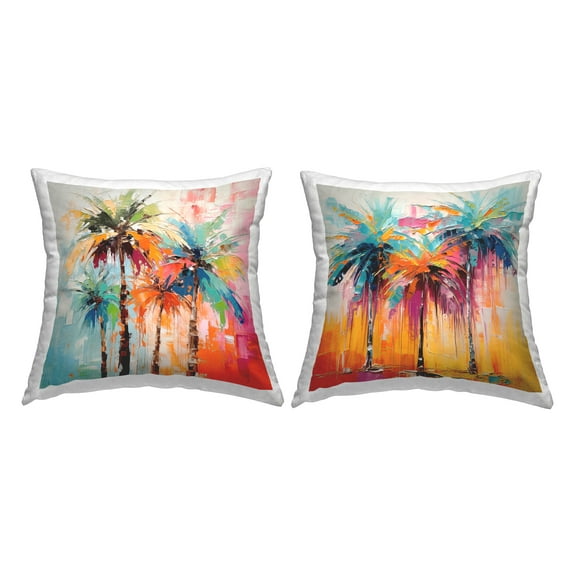Stupell Industries Vivid Hued Palm Trees Decorative Printed Throw Pillow, 18 x 18