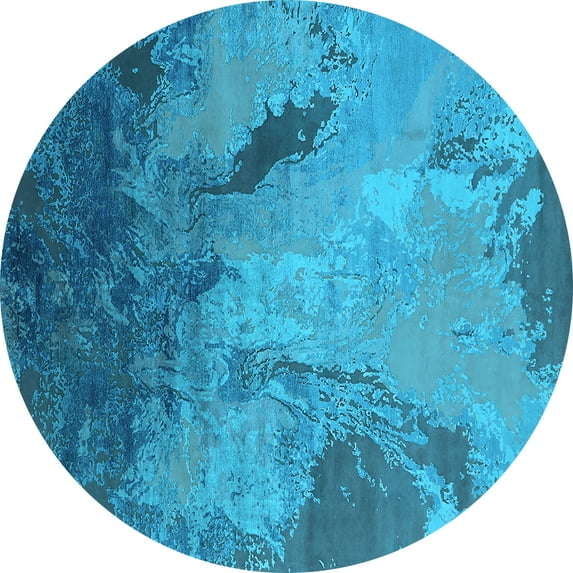 Ahgly Company Indoor Round Oriental Light Blue Industrial Area Rugs, 3' Round