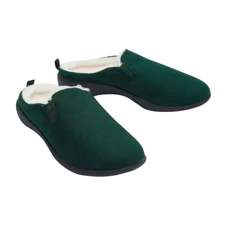 

YOTAMI Womens Sandals Winter Plush Cotton Slippers Female Plus Size Couple Sandals Plus Velvet Keep-warm Cotton Shoes Green