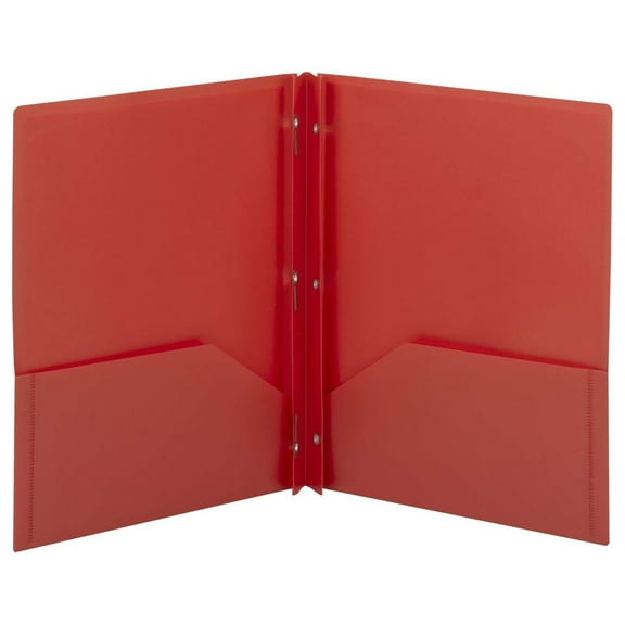 Two, Pocket Folder with Fasteners, 11"x 8 1/2", Pack of 25, Red (87727)