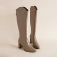 thumbnail image 4 of Botas de talla grande 34-43 nuevas para mujer, tacones altos gruesos con cremallera, tacones altos simples y gruesos, Botas hasta la rodilla para Otoño e Invierno, 4 of 5