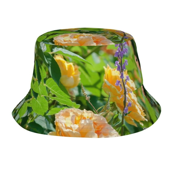 Garden Yellow Roses Unisex Bucket Hat, Upf 50  Sun Protection, Packable & Foldable Fisherman Hat For Men & Women, Lightweight Uv Sun Hat For Beach, Fishing, Hiking, Camping