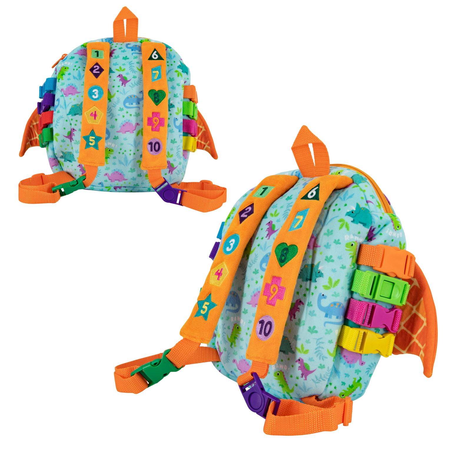 Toddler Dinosaur Backpack Preschool Busy Board With Buckles and