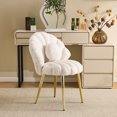 thumbnail image 2 of Ktaxon Vanity Makeup Chair with Teddy Velvet, Shell Design Accent Desk Chair with Lumbar Pillow and Gold Legs, Office Seating for Women Light Khaki, 2 of 9