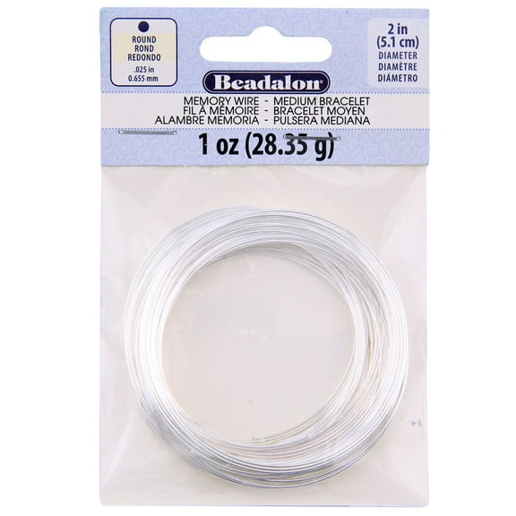 Beadalon Memory Wire Medium Bracelet 5.1cm - Round-Silver Plated Round - 73 Coils