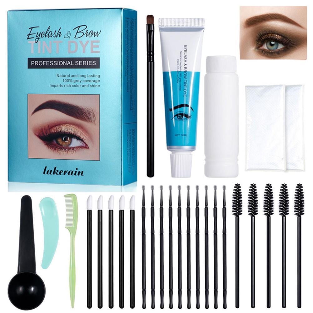Eyelash Eyebrow Tint Kit Semi Permanent Brow Dye Tattoo Cream with Brush Kit