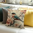 thumbnail image 3 of YILUYINQING   Watercolor Birds Pillow Covers Spring Flower &amp; Hummingbird Cushion Covers Orange/Blue Painting Birds Home Decorative Pillowcases Patio Furniture Bed (Orange/Blue) 20x20in, 3 of 5