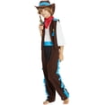 thumbnail image 5 of Toddler Boys Casual Outfit Sets Kids Solid Color West Cowboy Cow Fancy Dress With Bandana Vest Hat Daily-Wear,Brown,L, 5 of 7