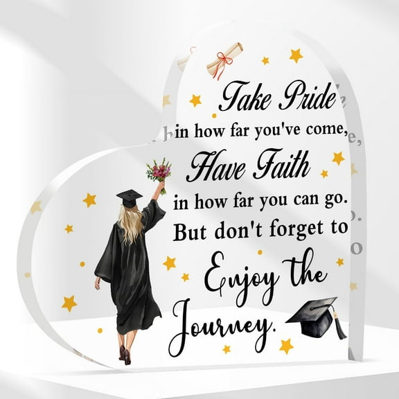 Graduation Gifts for Her, 2025 Graduation Gifts Class of 2025 Gifts Graduation Plaque Inspirational Gifts for Graduates 4 Inch Heart Shape Acrylic Plaque