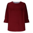 thumbnail image 5 of Women's Casual 3/4 Sleeve T-Shirts Round Neck Cute Tunic Tops Basic Tees Blouses Loose Fit Business Work Tee Top, 5 of 6
