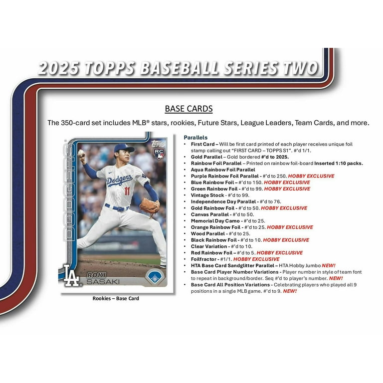 Topps 2025 Baseball Series 2 Hobby Jumbo Box, 3 Hits, 1 Autograph
