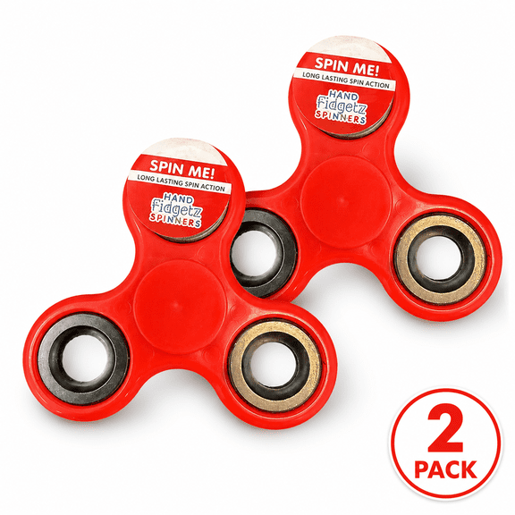 2 Pack Hand Fidget Spinner Coated Steel Bearings for Long-Lasting Spin, Focus & Fun - Red