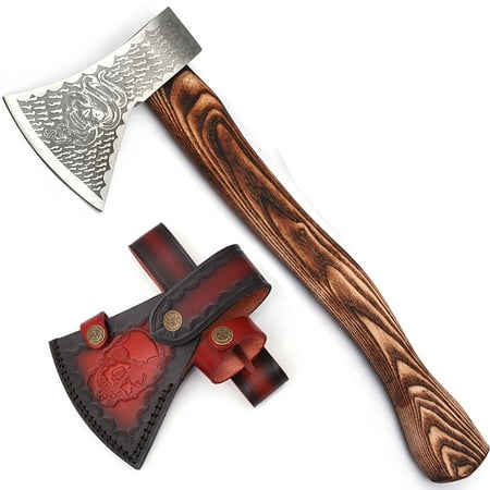 Armory Replicas Snake Skull Bushcraft Axe with Burnt Sheesham Handle & Leather Sheath