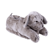 HappyFeet Animal Slippers - Gray Puppy - Medium