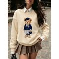thumbnail image 2 of Women's Bear Graphic Sweatshirt Long Sleeve Pullover Top, 2 of 8