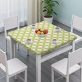 thumbnail image 3 of Green White Checkerboard Checkered Pattern Square Fitted Tablecloth with Elastic Edge,Square Table Cover,Washable Elastic Table Cover for Home Kitchen Party Decor 34"x34", 3 of 6