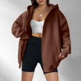 thumbnail image 4 of Brglopf Womens Zip Up Hoodies Oversized Sweatshirt Long Sleeve Fleece Jackets Coat Workout Y2K Fall Trendy Outwear with Pockets(Coffee,S), 4 of 7