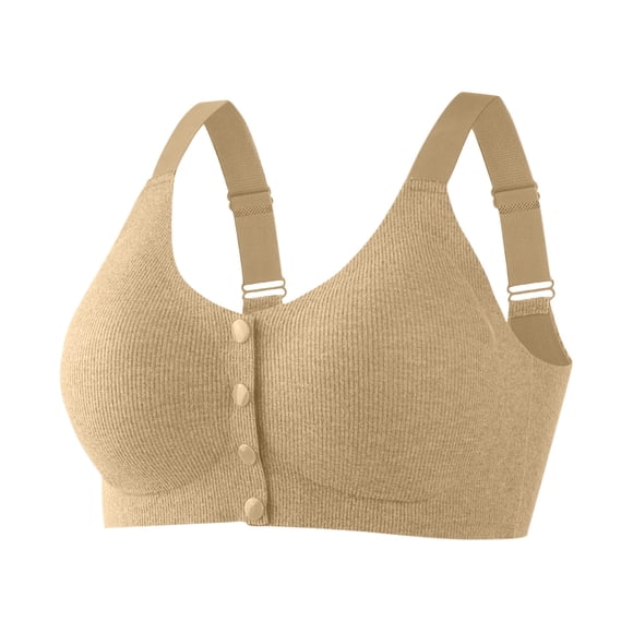 Kyusrd Front open bras for women Middle-Aged Elder Woman Wirefree Bra Front Button Closeure Soft Cotton Bra for Mom Grandma Gift Bra