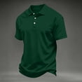 thumbnail image 2 of Hearthz Men Polo Shirts 3 Button Placket Lapel Collar Short Sleeve Shirt for Men Business Casual Golf Polos for Men Work Shirt Dark Green M, 2 of 7