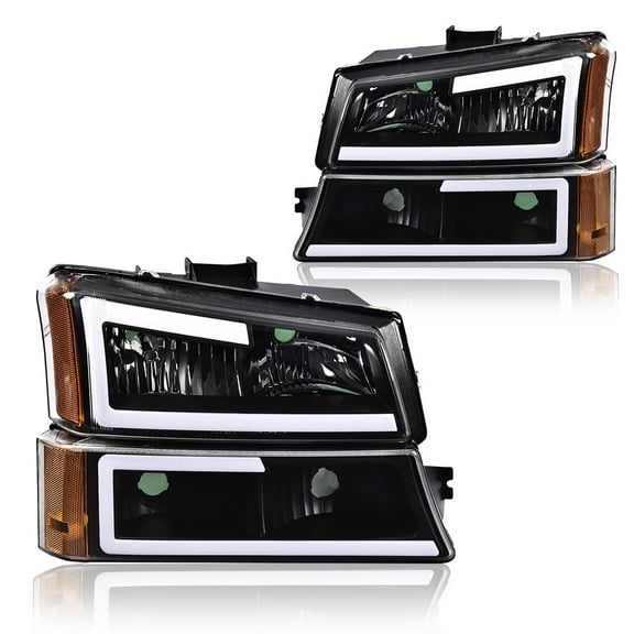 CROSSDESIGN LED DRL Headlights Projector Headlamps Fit For Chevy Silverado/Avalanche 2003-2006
