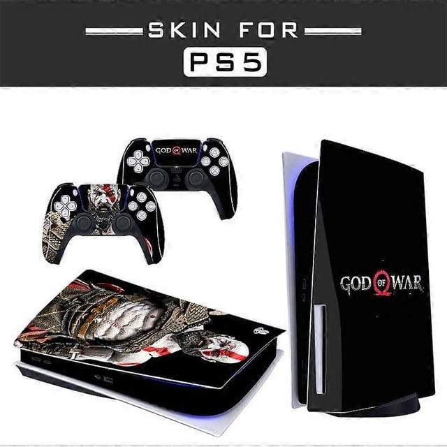 Skin Adhesivo Compatible con PS5 Cover para personalizar la Consola Película de Vinilo Removible Mate Satinado Calidad HD (Disco, godofwar01)