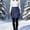 Dark Blue, variant on Womens Thermal Quilted Winter Skirts Lightweight Elastic Waist Side Zipper Straight Pencil Short Skirt for Cold Weather Casual Daily Outings