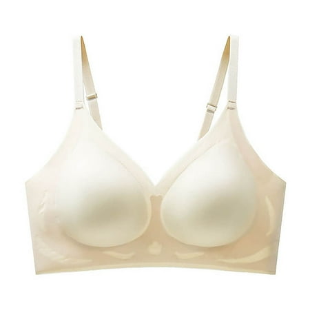 Fashion Women Bra  Solid Color Flower  No Rims Fixed Cup  Gathering Daily Bra  Comfortable Material  Seamless Design  Supportive  For Everyday Wear  Nursing Friendly  Bras Seamless | Beige M