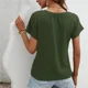 thumbnail image 2 of Camiseta con dobladillo Irregular para mujer, jersey de cuello redondo de Color sólido, camisetas de manga corta, Tops informales cómodos para mujer, ropa de calle 2024, 2 of 5