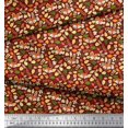 thumbnail image 2 of Soimoi Crepe Silk Fabric Leaves & Fox Face Cartoon Decor Fabric Printed Yard 42 Inch Wide, 2 of 3