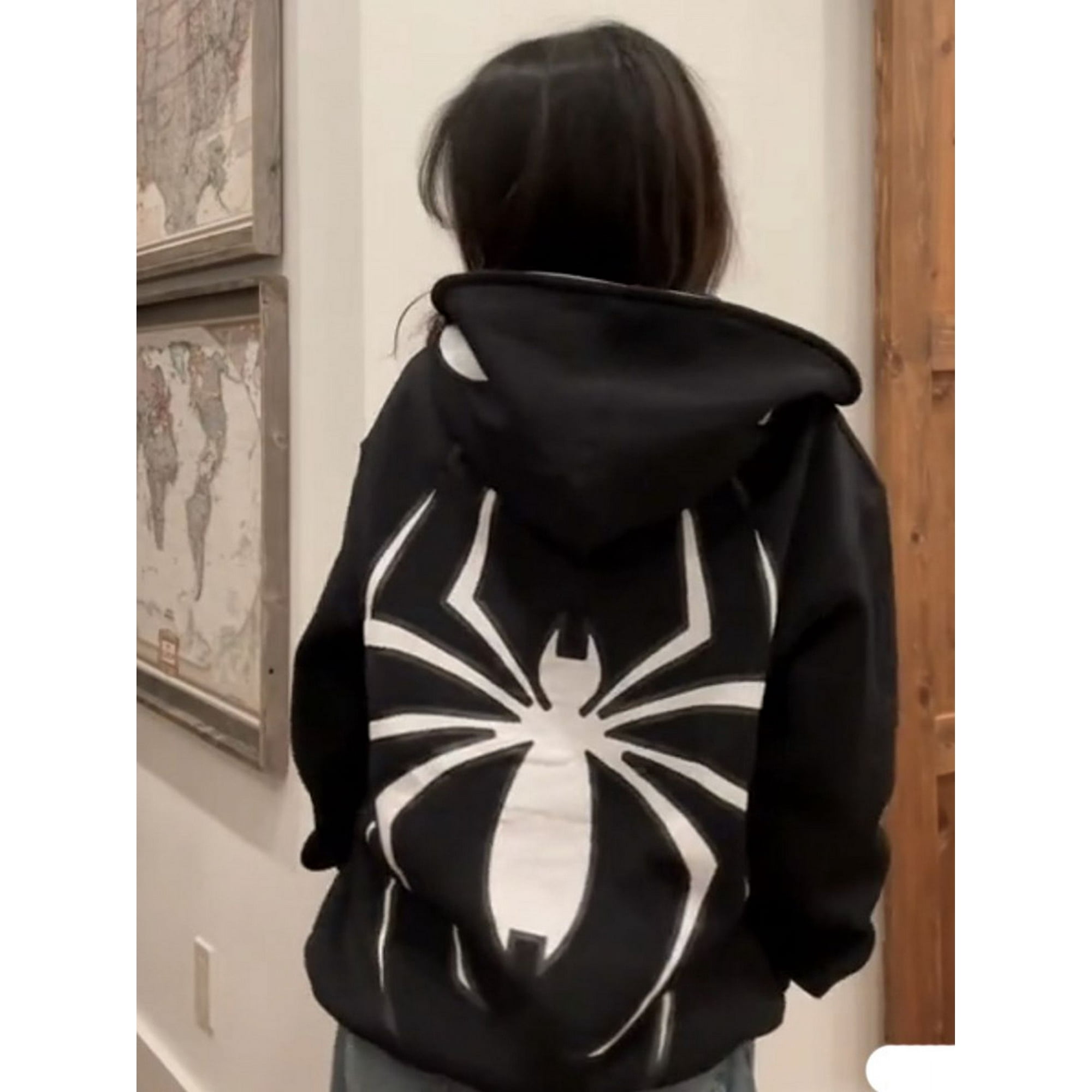 Full Zip Up Spider Hoodie Women Men Streetwear Harajuku Graphic