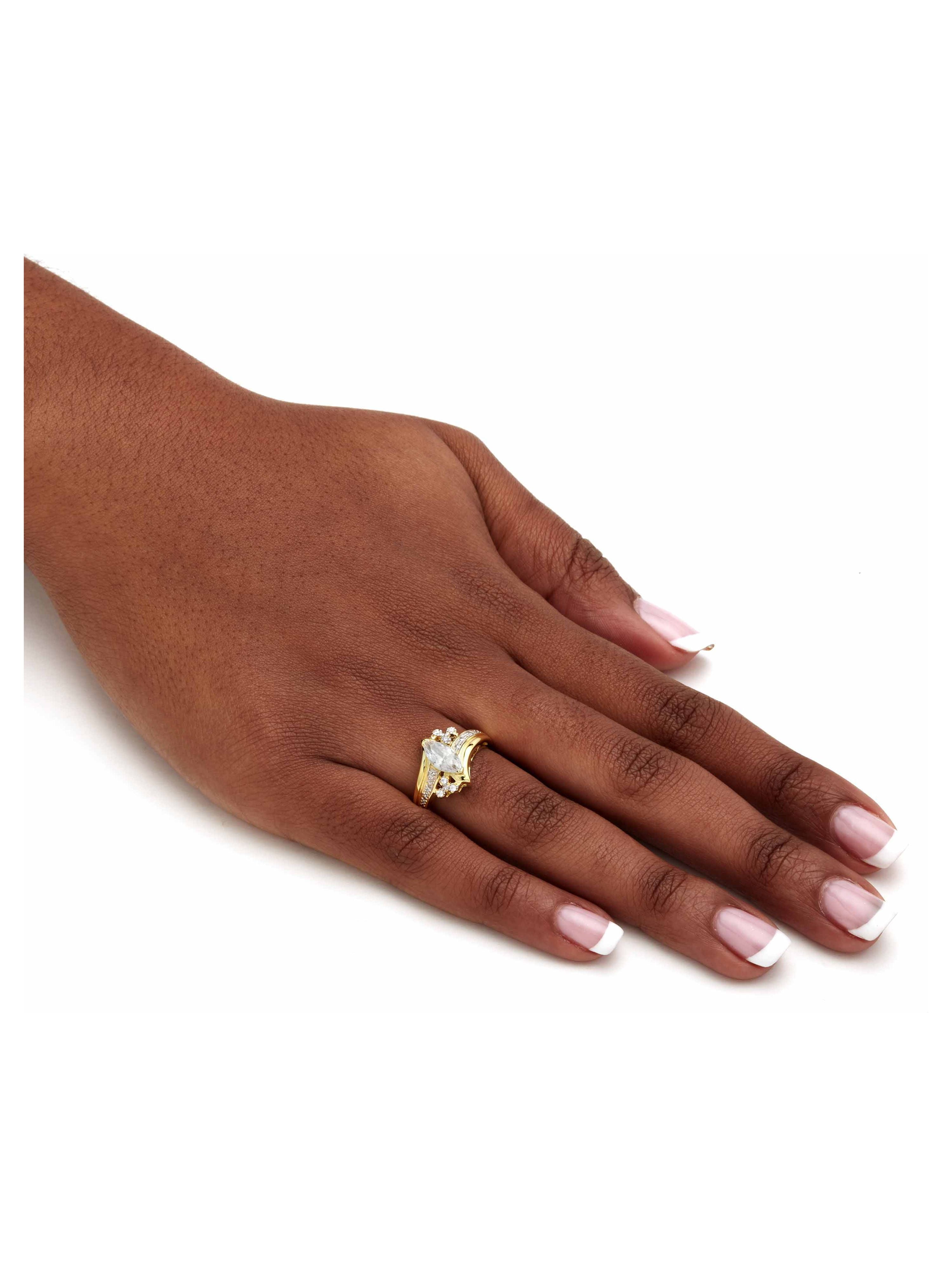 Marquise-Cut Cubic Zirconia Engagement Anniversary Ring 1.03 TCW in Gold-Plated