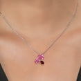 thumbnail image 3 of Gem Stone King 925 Silver and 10K Yellow Gold Pink Zirconia and Red Rhodolite Garnet Pendant Necklace for Women (2.47 Cttw, Oval 8X6MM, 7X5MM and 6X4MM, Gemstone, with 18 inch Chain), 3 of 4