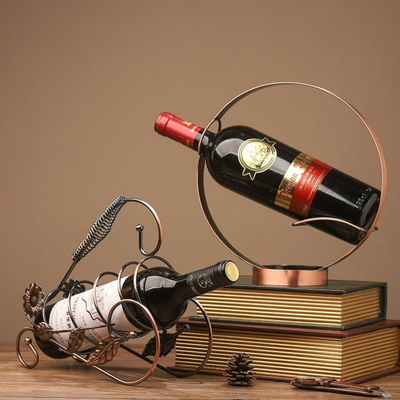 HOMEMAXS European Style Handheld Wine Rack Iron Wine Holder Creative Wine Display Rack Bronze