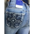 thumbnail image 3 of AAT.9 Women’s Rhinestone Tummy-Control Mid Rise Capris Cropped Blue Denim Jeans, 3 of 5