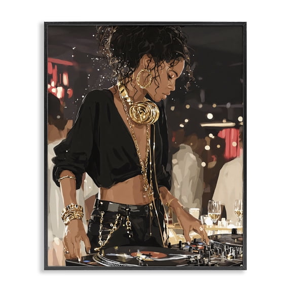 Stupell Industries Art Deco Touches Of Gold DJ Black Framed Giclee Art, 11 x 14, by Franklyn Gregory