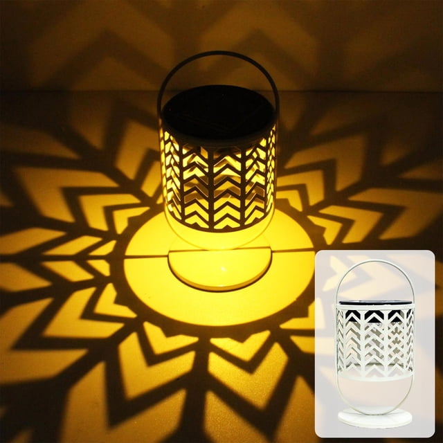 Solar-Powered Iron Art Hollow-Out Hanging Lamp Outdoor Waterproof Garden Decor Ambient Light Courtyard Hanging Lamp