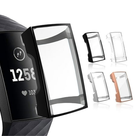 Compatible with Fitbit Charge 3 Screen Protector, Full-Around Protective Case Cover Bumper Shell for Fitbit Charge 3 Smartwatch