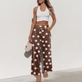 thumbnail image 6 of Delayuji Women's Wide Leg Pants Dot Printed Palazzo Pants High Waisted Casual Loose Straight Leg Pants with Pockets Womens Trousers, 6 of 6