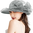 thumbnail image 2 of Organza Fascinator Hat for Women - Derby Cocktail Tea Party Sun Hat Wedding Bridal Flower Church Hat, 2 of 5