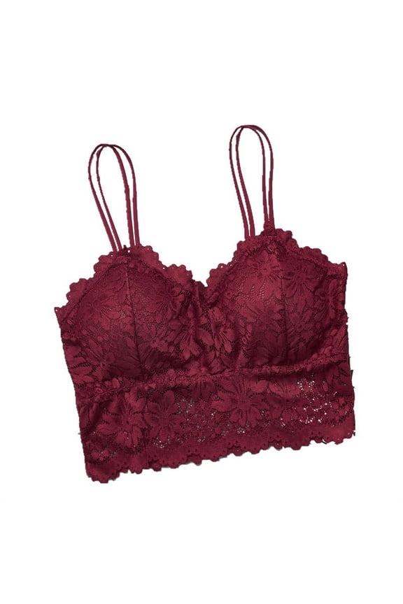Women's Lace Lingerie V Neck Crochet Bralette Bra Crop Top Floral Cami Padded Tank Tops Underwear