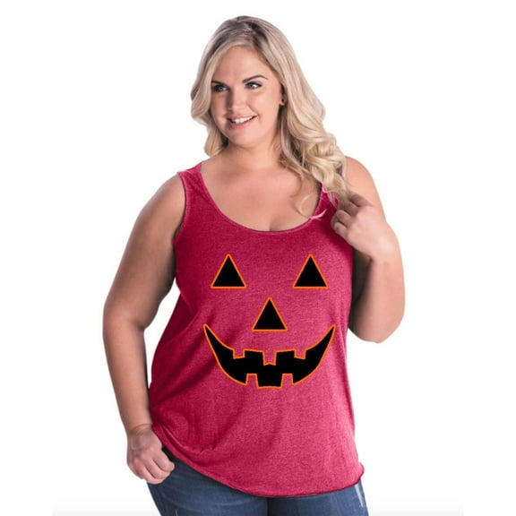 IWPF - Women's Plus Size Tank Top - Halloween Costume Pumpkin Face