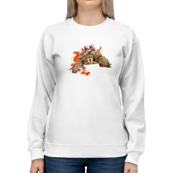 Tortoise With Nature Art Sweatshirt Women -Image by Shutterstock, Female 4X-Large