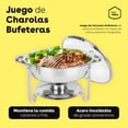 thumbnail image 2 of BEE VIBES Juego de Charolas Bufeteras de Acero Inoxidable 4 Cuartos de Galón con Tapas de Vidrio y Soportes Integrados, Ideal para Bodas, Fiestas, Banquetes y Eventos (Paquete de 4), 2 of 9