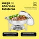 thumbnail image 2 of BEE VIBES Juego de Charolas Bufeteras de Acero Inoxidable 4 Cuartos de Galón con Tapas de Vidrio y Soportes Integrados, Ideal para Bodas, Fiestas, Banquetes y Eventos (Paquete de 4), 2 of 9